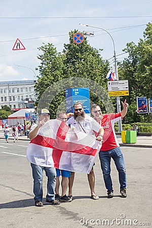 Russia. English fans on the streets of the city Editorial Stock Photo