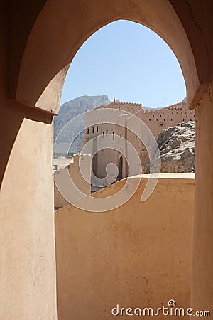 Nakhal Fort Castle detail of the Arch from inside Stock Photo