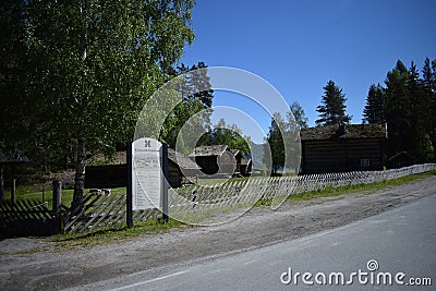 Njardarheimrn, Norway. Viking ancient village, old houses in Norway Editorial Stock Photo