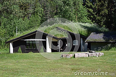 Njardarheimrn, Norway. Viking ancient village, old houses in Norway Editorial Stock Photo