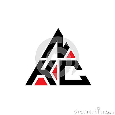 NKC triangle letter logo design with triangle shape. NKC triangle logo design monogram. NKC triangle vector logo template with red Vector Illustration