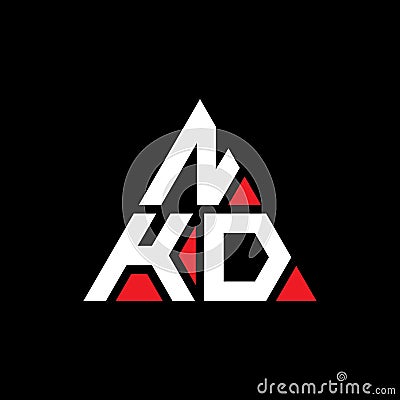 NKD triangle letter logo design with triangle shape. NKD triangle logo design monogram. NKD triangle vector logo template with red Vector Illustration