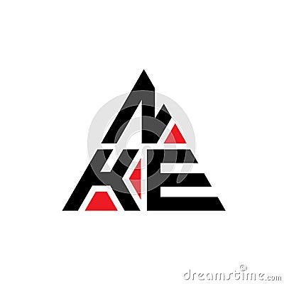 NKE triangle letter logo design with triangle shape. NKE triangle logo design monogram. NKE triangle vector logo template with red Vector Illustration