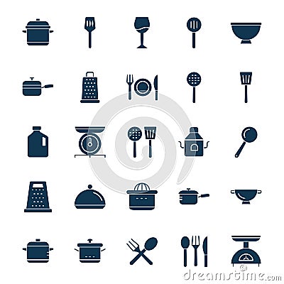 Kitchen Utensils Isolated Vector Icon set can be easily modified or edit Stock Photo
