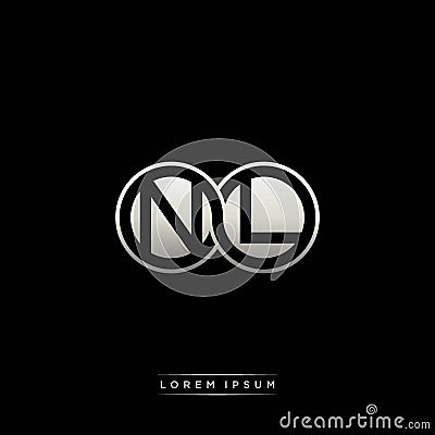 NL initial letter linked circle capital monogram logo modern template silver color version Vector Illustration