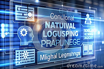 NLP and Cognitive Computing: Future of Language and AI Technology Stock Photo