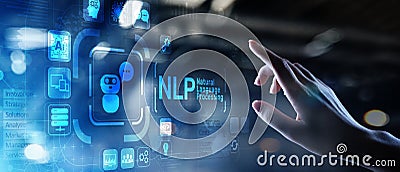 NLP natural language processing cognitive computing technology concept on virtual screen. Stock Photo