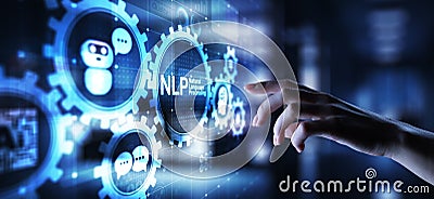 NLP natural language processing cognitive computing technology concept on virtual screen Stock Photo