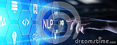 NLP Natural language processing concept. Artificial intelligence neural network Stock Photo