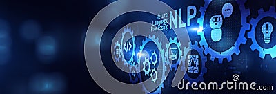 NLP Natural Language Processing Enhancing Human-Computer Interaction on a Wide Banner, Business and Technology Concept Stock Photo