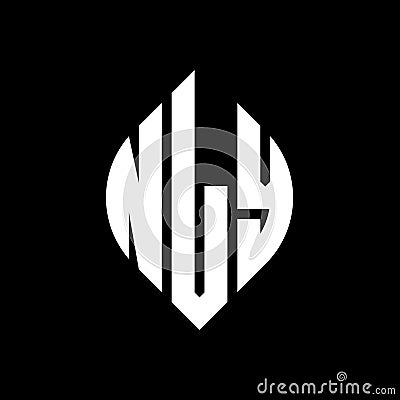 NLY circle letter logo design with circle and ellipse shape. NLY ellipse letters with typographic style. The three initials form a Vector Illustration