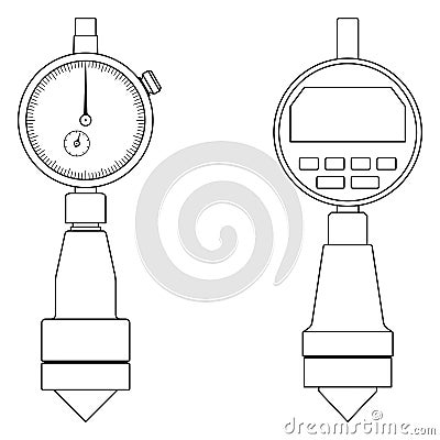 Chamfer gage icons set. Measuring tools. Vector thin line Vector Illustration