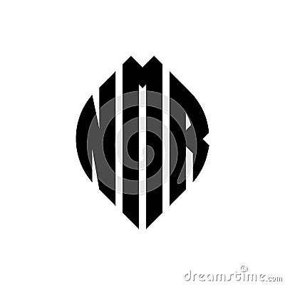 NMR circle letter logo design with circle and ellipse shape. NMR ellipse letters with typographic style. The three initials form a Vector Illustration