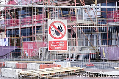 No access health and safety sign at building construction site fence Stock Photo