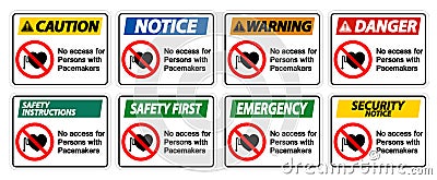 No Access For Persons With Pacemaker Symbol Sign On White Background Vector Illustration