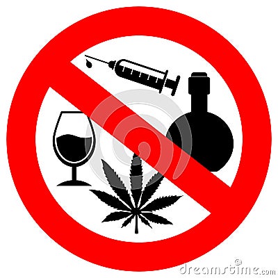 No alcohol and drugs sign Vector Illustration