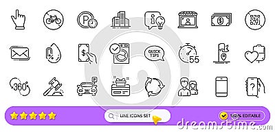 No alcohol, Qr code and Click hand line icons for web app. Pictogram icon. Line icons. Vector Vector Illustration