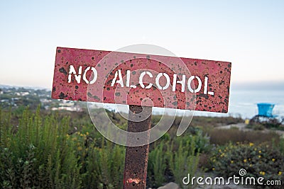 No Alcohol Sign at the beach Stock Photo