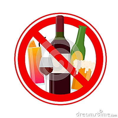 No Alcohol Sign. Vector Vector Illustration