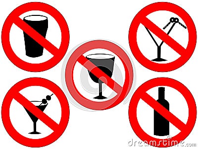 No alcohol signs Vector Illustration