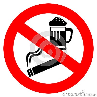 No alcohol and smoking sign Vector Illustration