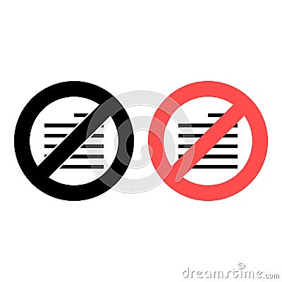 No alignment, editorial, text icon. Simple glyph, flat vector of text editor ban, prohibition, embargo, interdict, forbiddance Stock Photo