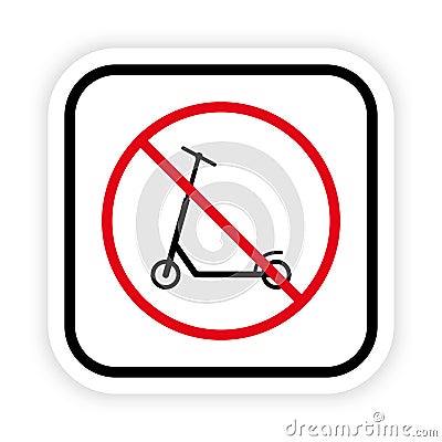 No Allowed Kick Scooter Sign. Handle Bike Ban Black Silhouette Icon. Forbidden Push Power Wheel Bicycle Pictogram Vector Illustration