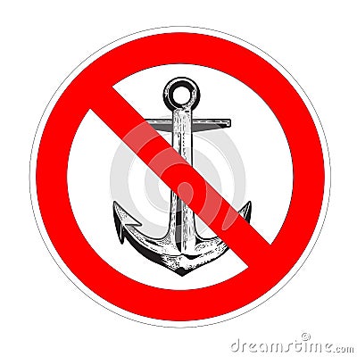 No anchor forbidden sign, red prohibition symbol Stock Photo