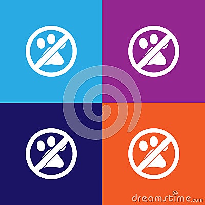 No Animal, prohibited sign illustration icon on multicolored background Stock Photo