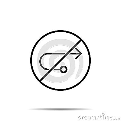 No Arrow right icon. Simple thin line, outline vector of arrow ban, prohibition, embargo, interdict, forbiddance icons for ui and Stock Photo