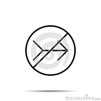 No Arrow right icon. Simple thin line, outline vector of arrow ban, prohibition, embargo, interdict, forbiddance icons for ui and Stock Photo