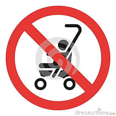 No baby carriage icon, simple style Vector Illustration