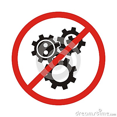 No, Ban or Stop signs. Cogwheel gear icons. Mechanism symbol. We Stock Photo