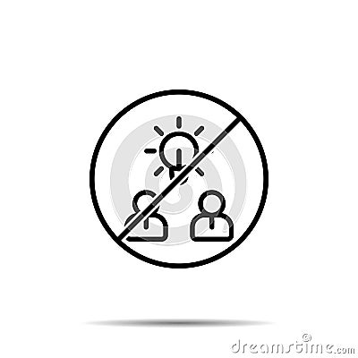 No brainstorm, light, workers icon. Simple thin line, outline vector of project management ban, prohibition, embargo, interdict, Stock Photo