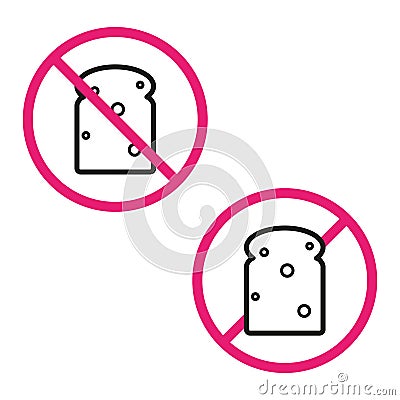 No bread icon. Gluten-free diet symbol. Vector illustration. EPS 10. Vector Illustration
