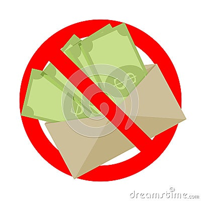 No bribe and untaxed salary, symbol ban and forbidden Vector Illustration