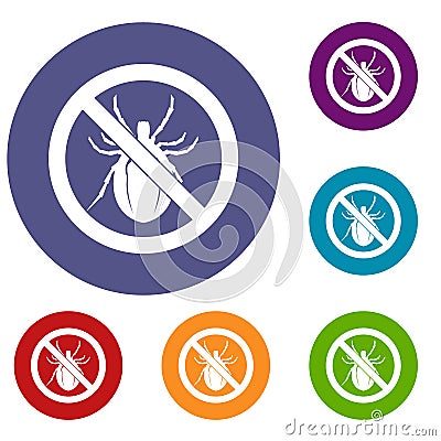 No bug sign icons set Vector Illustration