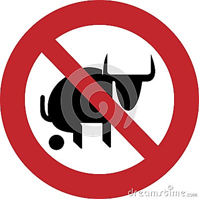 No bull pooping sign Cartoon Illustration