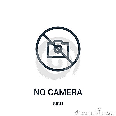 no camera icon vector from sign collection. Thin line no camera outline icon vector illustration Vector Illustration