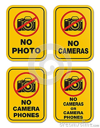 No cameras or camera phones signs Stock Photo