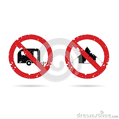 No camping sign in red color illustration Vector Illustration