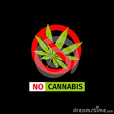 No Cannabis sign Vector Illustration