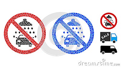 No Car Washing Composition Icon of Spheric Items Vector Illustration