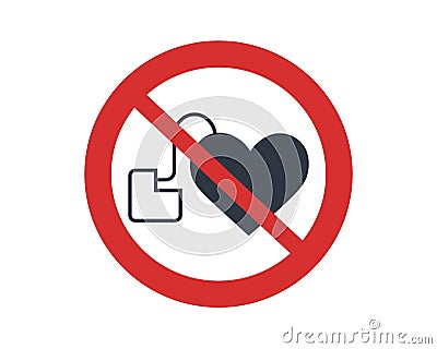 No Cardiac Pacemaker Symbol Vector Illustration