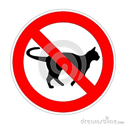 No cat forbidden sign, red prohibition symbol Stock Photo