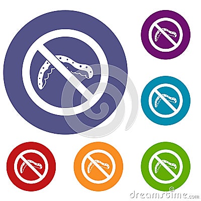 No caterpillar sign icons set Vector Illustration