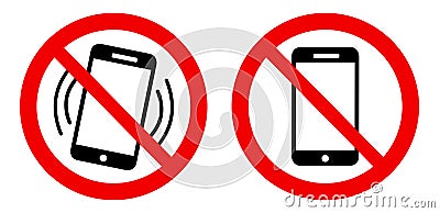 No cell phone - Mobile phone forbidden - mute sign Vector Illustration