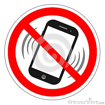 No cell phone sign. Mobile phone ringer volume mute sign. No smartphone allowed icon. No Calling label on white background. No Pho Vector Illustration