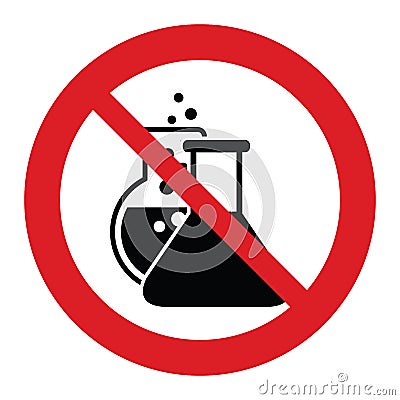 No chemical. chemicals free vector sign. No GMO vector icon. The red circle prohibiting sing Vector Illustration