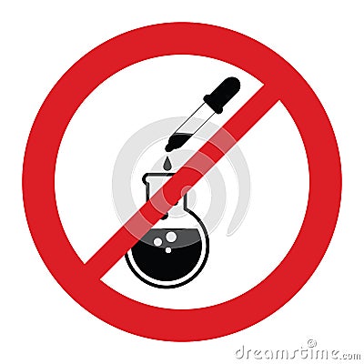 No chemical. chemicals free vector sign. No GMO vector icon. The red circle prohibiting sing Vector Illustration